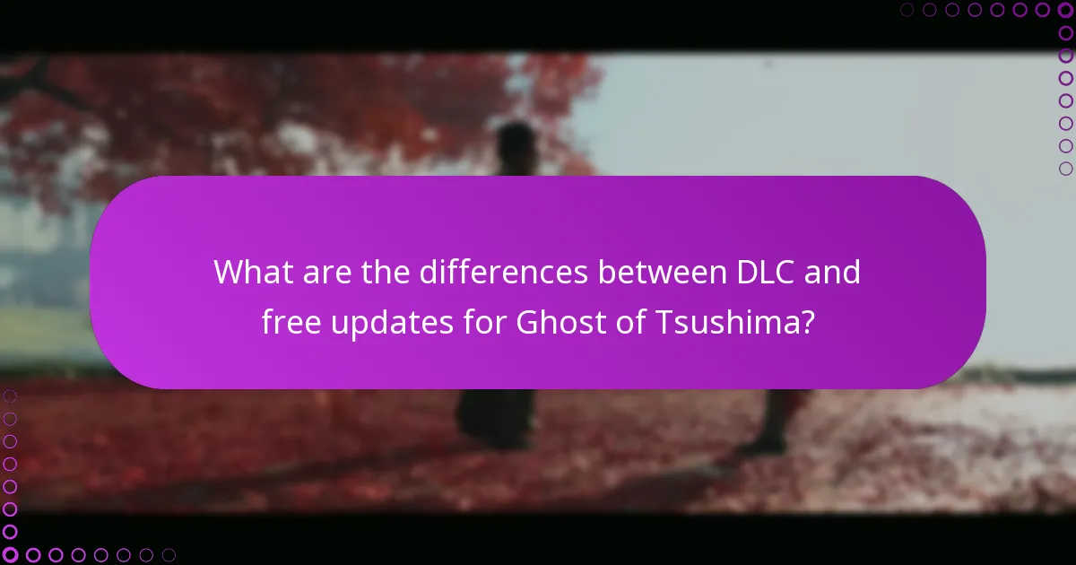 What are the differences between DLC and free updates for Ghost of Tsushima?
